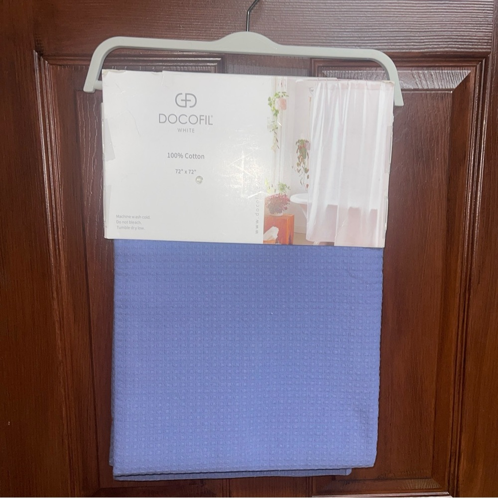 Docofil White Matelasse Fabric Cotton Shower Curtain 72x72” Made In Portugal NWT